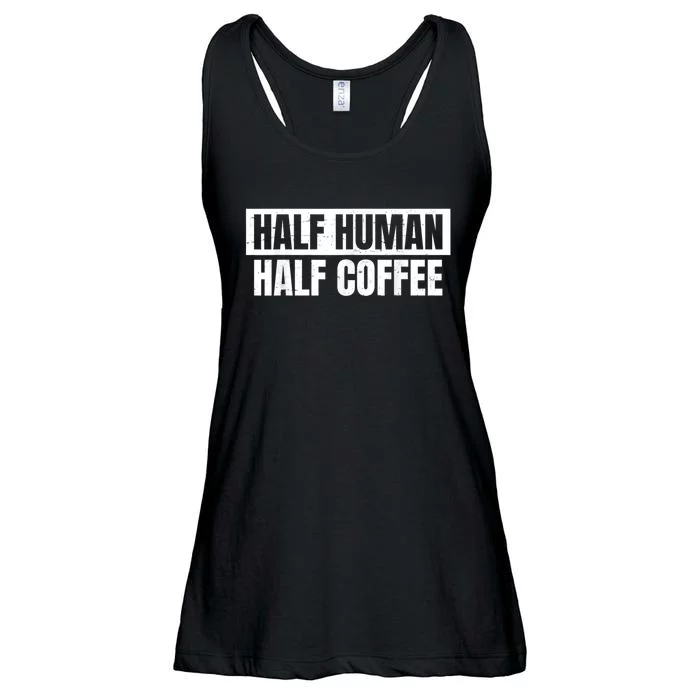 Half Coffee Half Human Espresso Barista Vintage Ladies Essential Flowy Tank