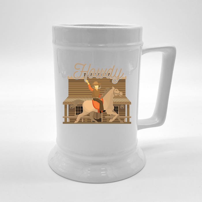 Howdy Cow Horse Bull Rider Rodeo Lover Gift Front & Back Beer Stein