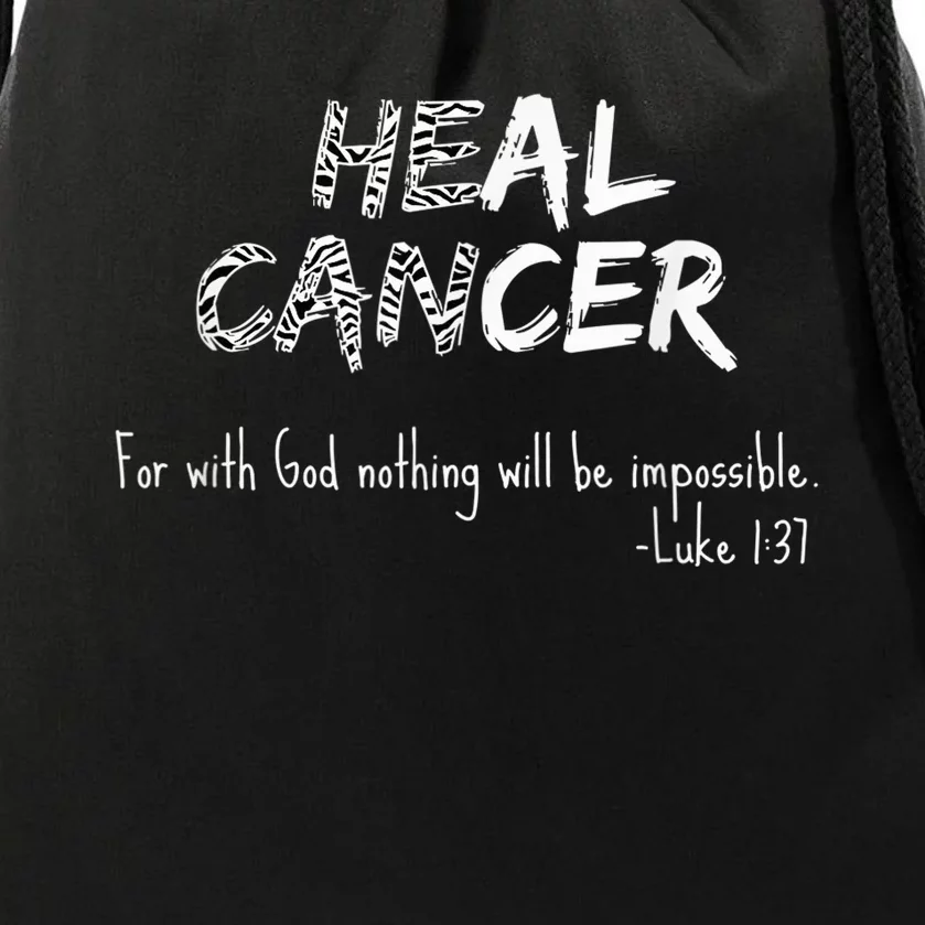 He Can Heal Cancer Christian / Zebra Print Rare Cancers Drawstring Bag