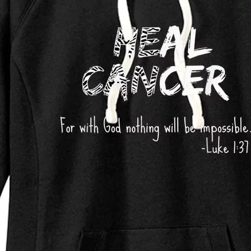 He Can Heal Cancer Christian / Zebra Print Rare Cancers Women's Fleece Hoodie