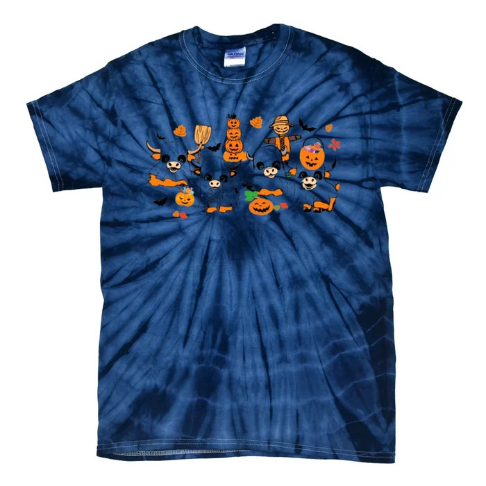 Highland Cow Halloween Fall Western Halloween Tie-Dye T-Shirt