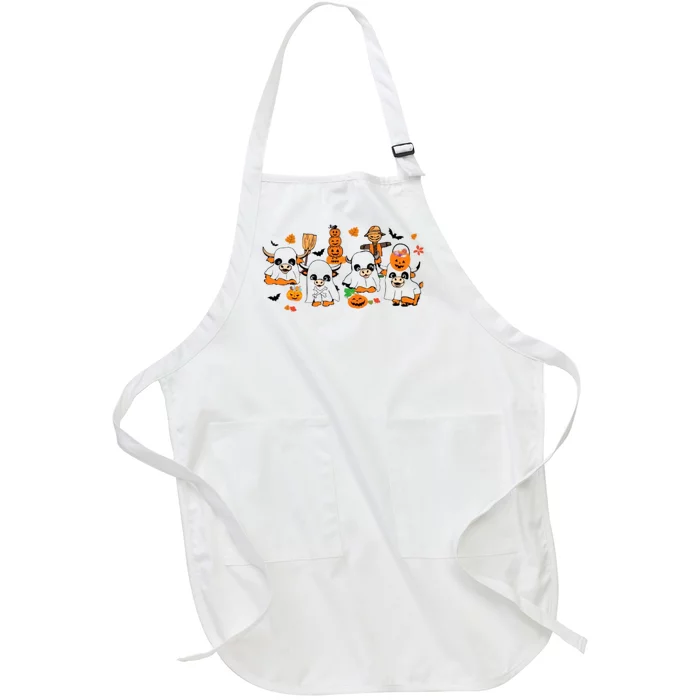 Highland Cow Halloween Fall Western Halloween Full-Length Apron With Pocket