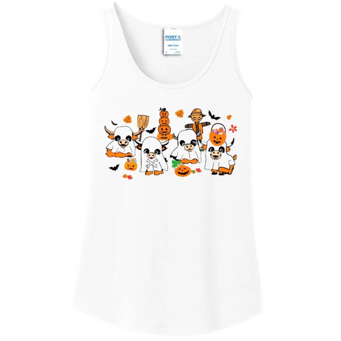 Highland Cow Halloween Fall Western Halloween Ladies Essential Tank