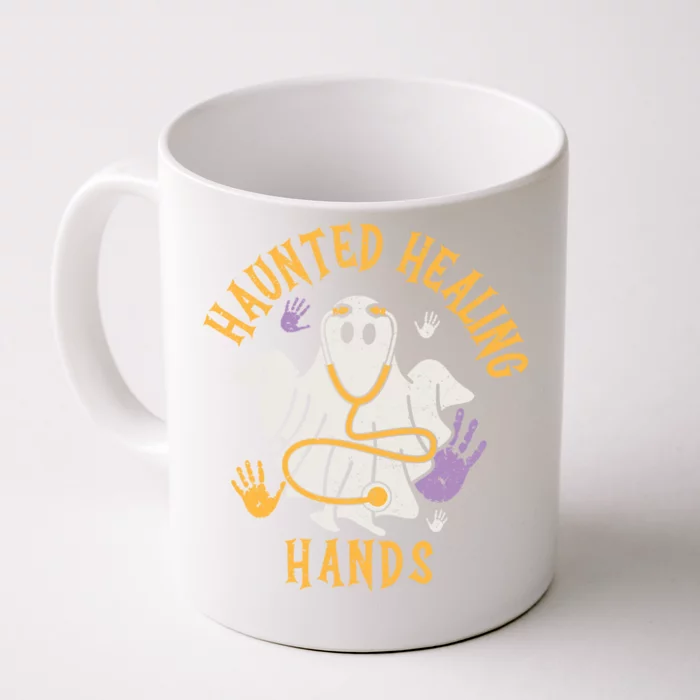 Halloween Costume Haunted Healing Hands Nurse Ghost Scrub Gift Front & Back Coffee Mug