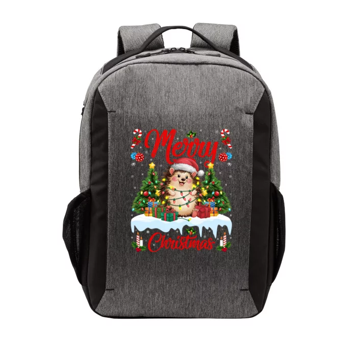 Hedgehog Christmas Hedgehog Xmas Tree Lighting Santa Hat Vector Backpack