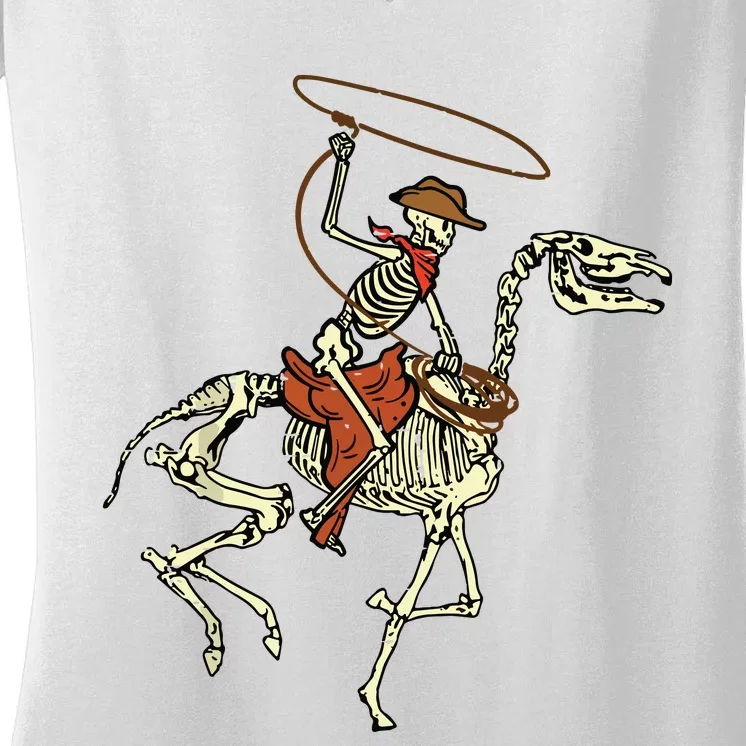 Halloween Cowboy Horse Skeleton Costume Boy Women's V-Neck T-Shirt