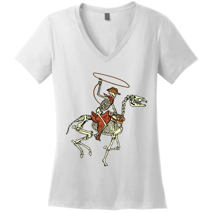 Halloween Cowboy Horse Skeleton Costume Boy Women's V-Neck T-Shirt