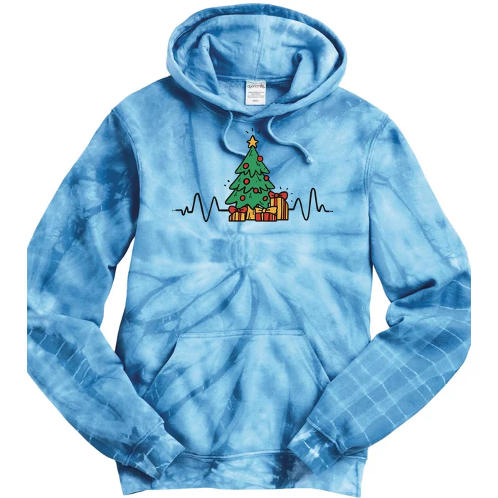 Heartbeat Christmas Holiday Tie Dye Hoodie