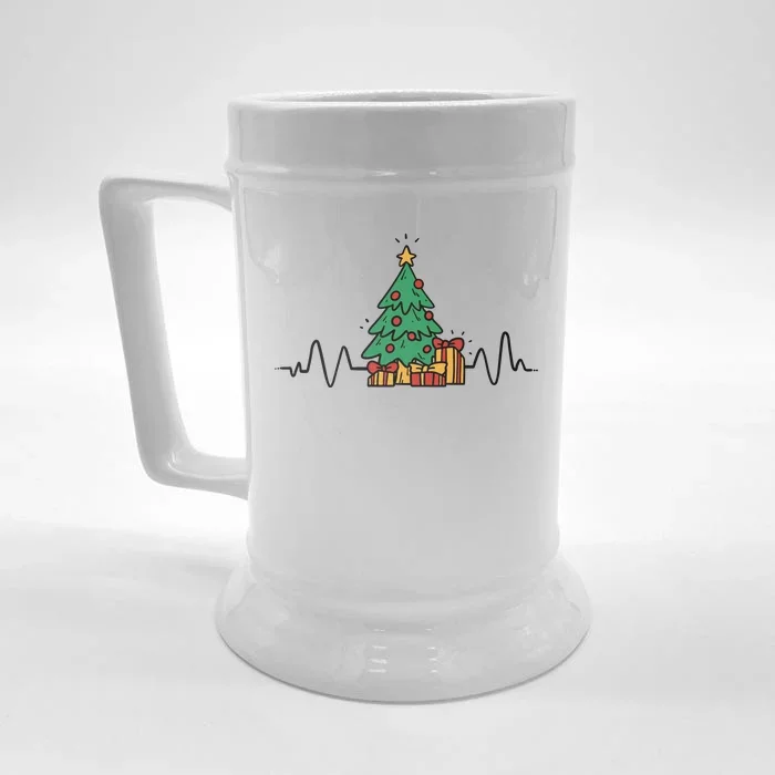 Heartbeat Christmas Holiday Front & Back Beer Stein