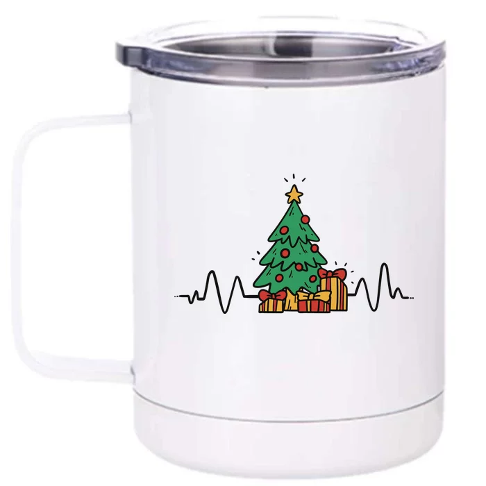 Heartbeat Christmas Holiday Front & Back 12oz Stainless Steel Tumbler Cup