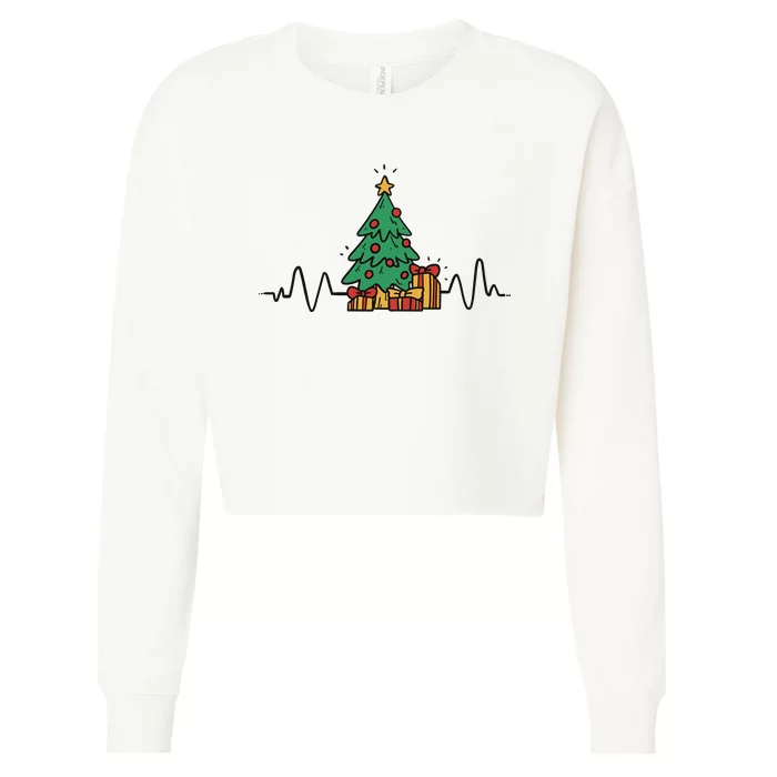 Heartbeat Christmas Holiday Cropped Pullover Crew