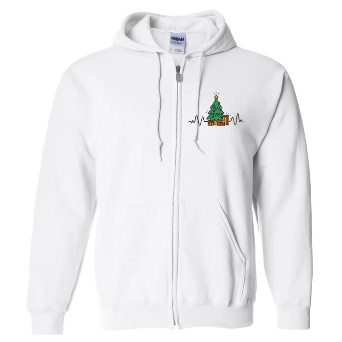 Heartbeat Christmas Holiday Full Zip Hoodie