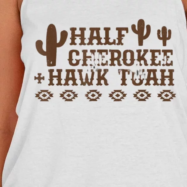 Half Cherokee Hawk Tush Funny Native American Pride Indians Women's Knotted Racerback Tank