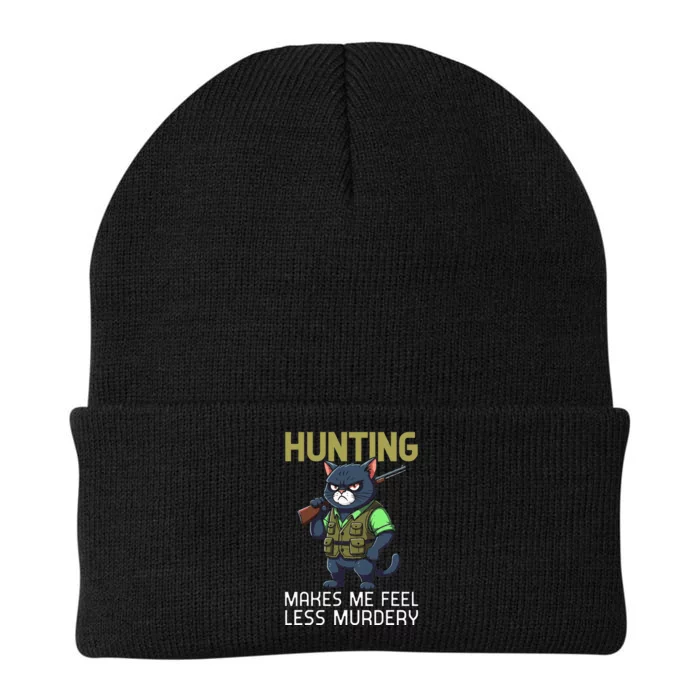 Hunting Cat Hunter Funny Hunting Makes Me Feel Less Murdery Knit Cap Winter Beanie