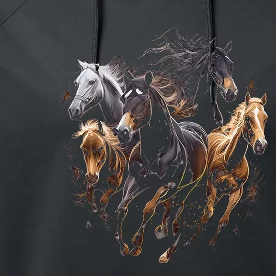 Horses Collage Horse Lover Graphic Performance Fleece Hoodie