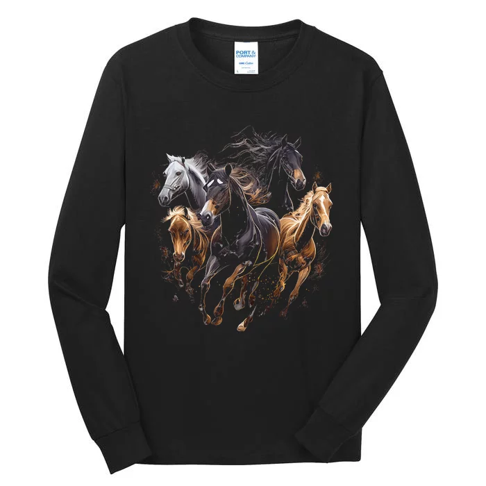 Horses Collage Horse Lover Graphic Tall Long Sleeve T-Shirt