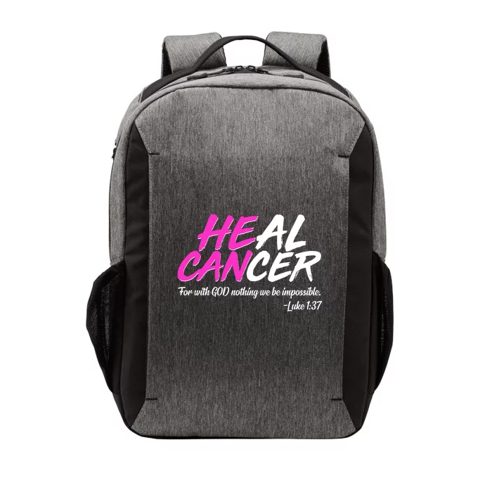 He Can Heal Cancer Luke 1:37 Breast Cancer Awareness Vector Backpack