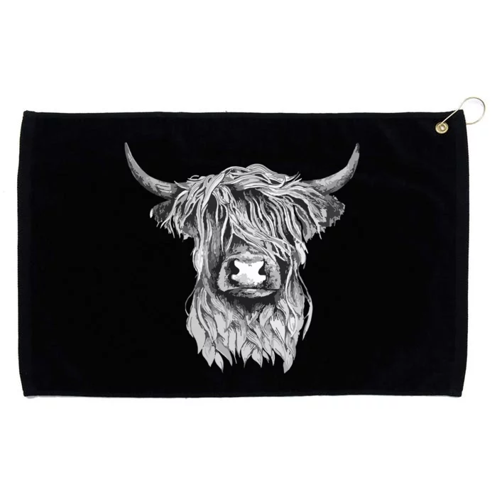 Highland Cow Hand Drawn Illustration Grommeted Golf Towel