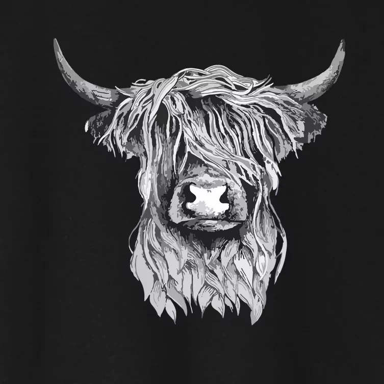 Highland Cow Hand Drawn Illustration Women's Crop Top Tee