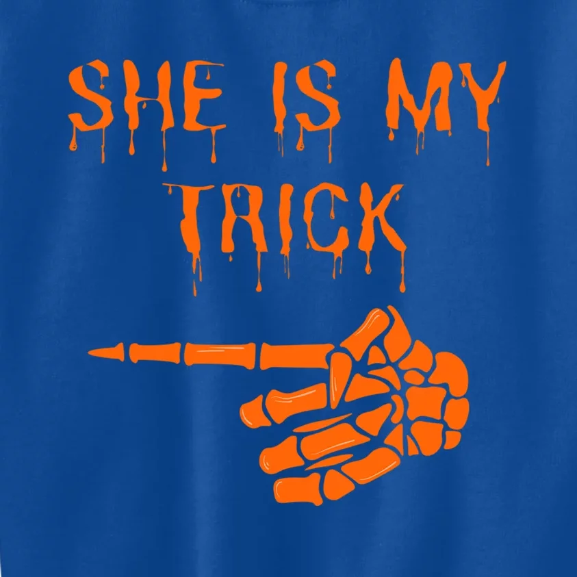 Halloween Couple Husband Costume She Is My Trick Cool Gift Kids Sweatshirt