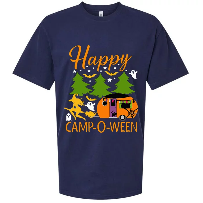 Happy CampOWeen Halloween Camping Camper Sueded Cloud Jersey T-Shirt