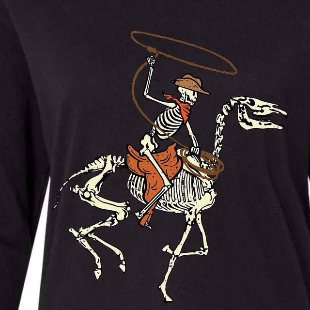 Halloween Cowboy Horse Skeleton Costume Kids Womens Cotton Relaxed Long Sleeve T-Shirt