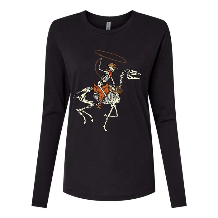 Halloween Cowboy Horse Skeleton Costume Kids Womens Cotton Relaxed Long Sleeve T-Shirt