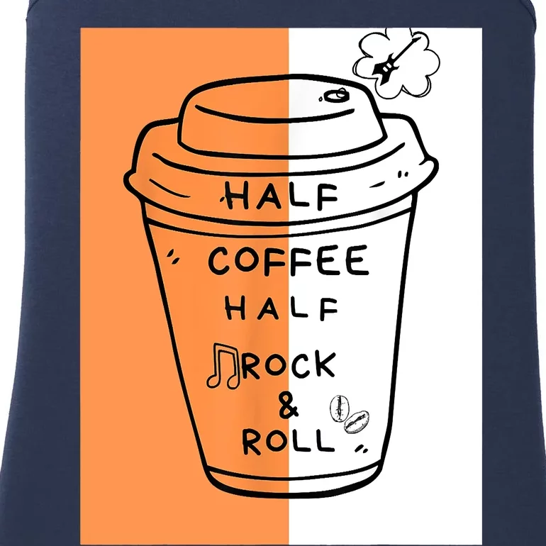 Half Coffee Half Rock & Roll Funny Music Quote Ladies Essential Tank