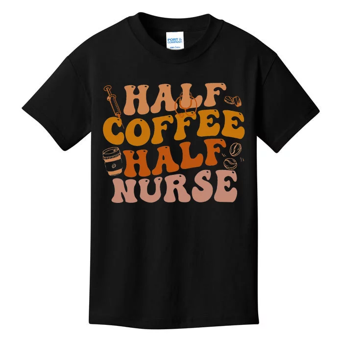 Half Coffee Half Nurse Colors RN LPN Medical Kids T-Shirt