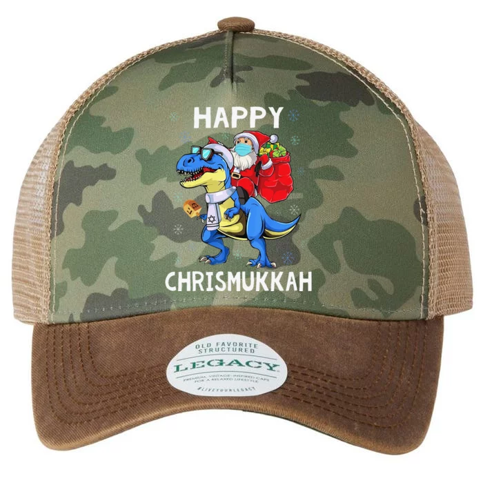 Happy Chrismukkah Hanukkah Christmas Jewis Dinosaur Santa Legacy Tie Dye Trucker Hat