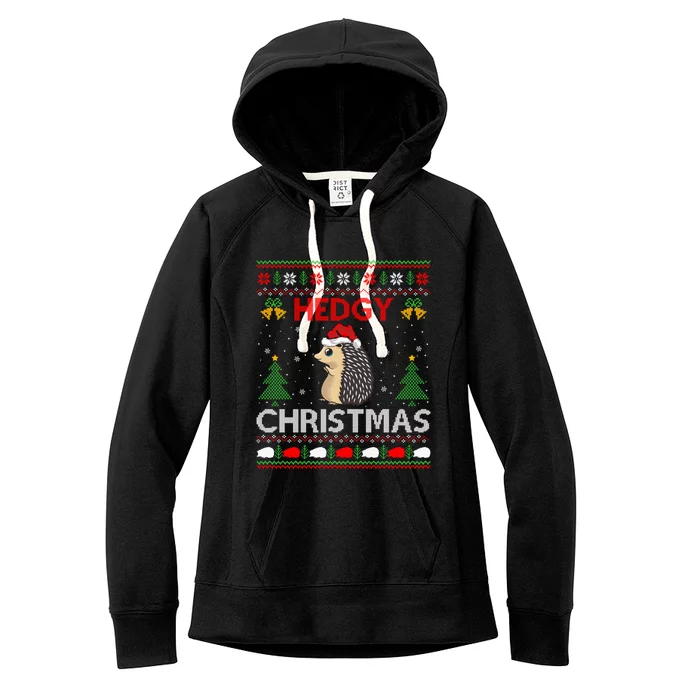 Hedgy Christmas Hedgehog Gift Ugly Hedgehog Christmas Gift Women's Fleece Hoodie