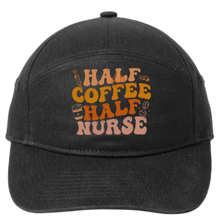 Half Coffee Half Nurse Groovy Colors RN LPN Medical Staffs 7-Panel Snapback Hat