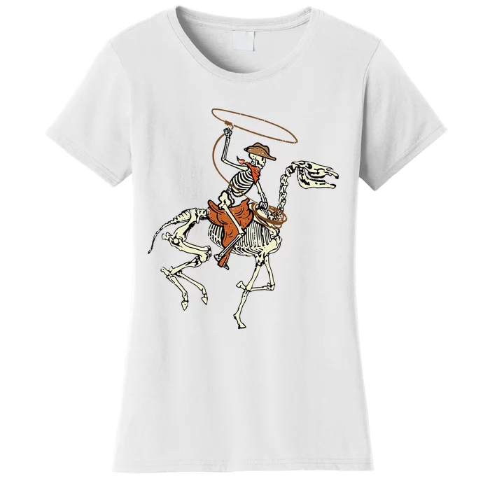 Halloween Cowboy Horse Skeleton Costume Women's T-Shirt