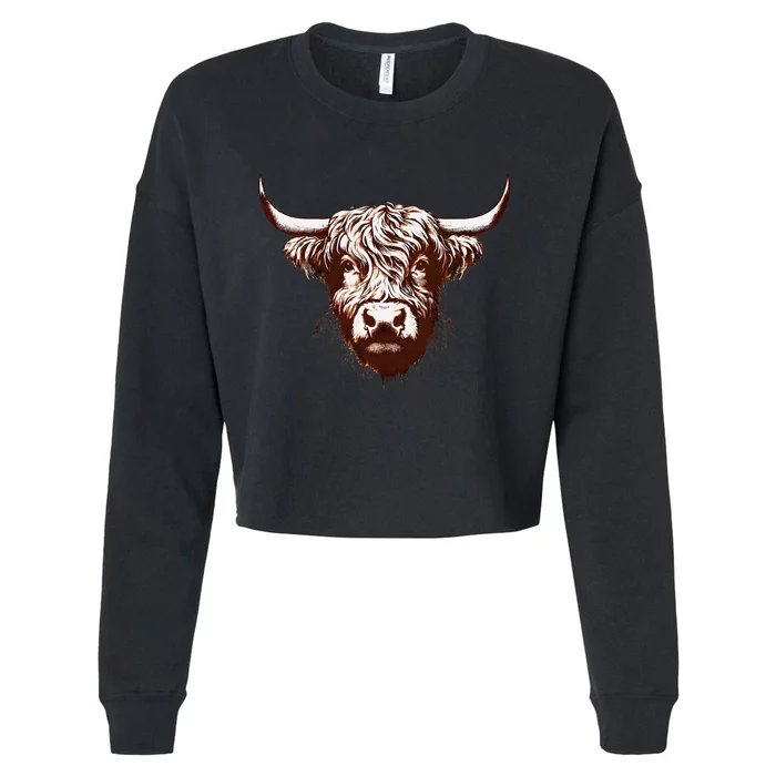 Highland Cow Cropped Pullover Crew