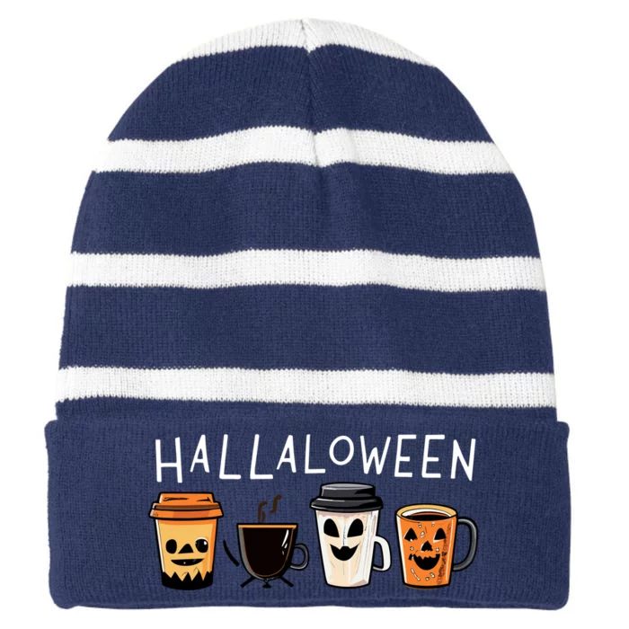 Halloween Coffee Striped Beanie with Solid Band