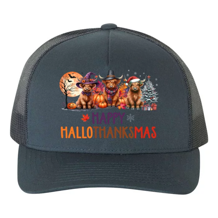 Highland Cow Halloween Christmas Thanksgiving Hallothanksmas Meaningful Gift Yupoong Adult 5-Panel Trucker Hat