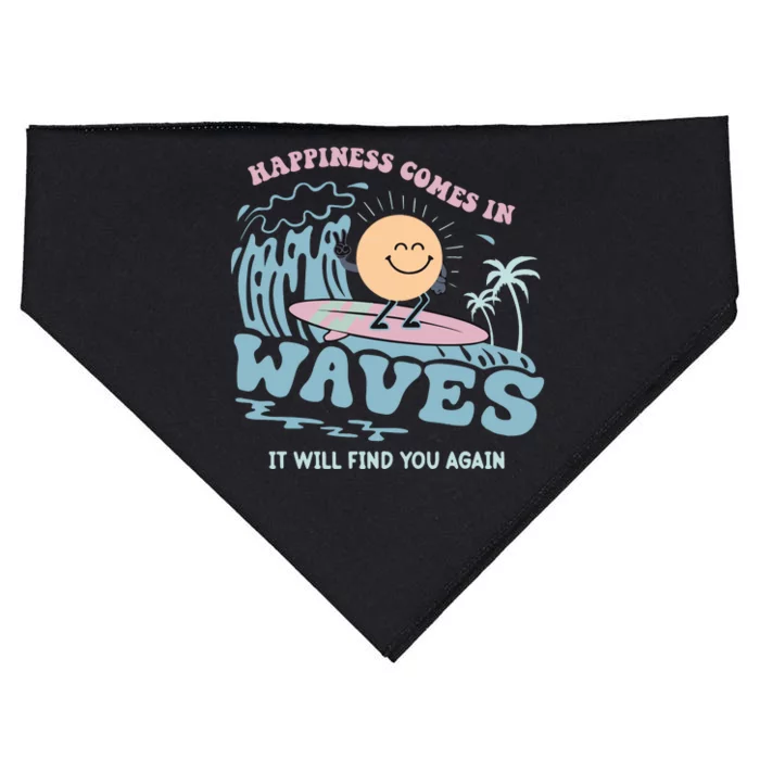 Happiness Comes In Waves Back USA-Made Doggie Bandana