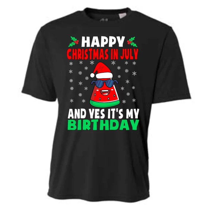 Happy Christmas In July And Yes ItS My Birthday Cooling Performance Crew T-Shirt