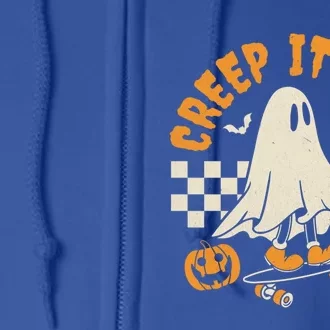 Halloween Creep It Real Ghost Skateboard Cool Gift Full Zip Hoodie