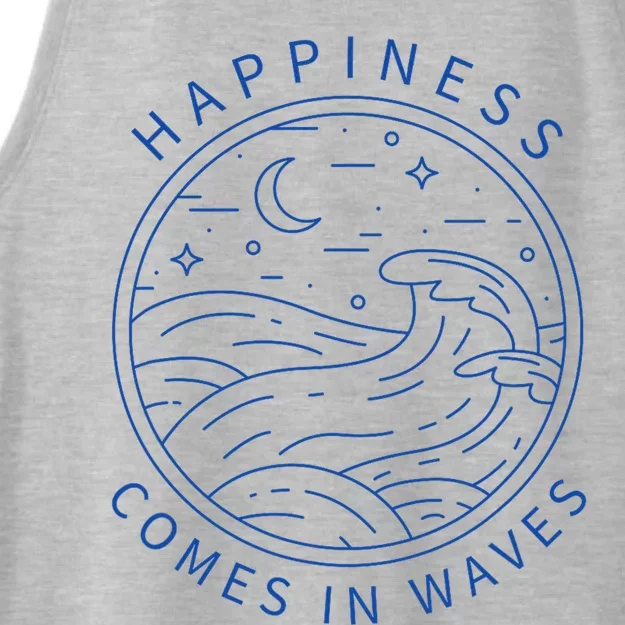 Happiness Comes In Waves Wave Surfer Surf Ocean Beach Lover Ladies Tri-Blend Wicking Tank