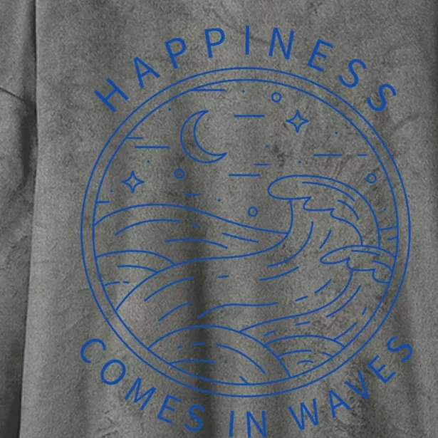 Happiness Comes In Waves Wave Surfer Surf Ocean Beach Lover Hooded Wearable Blanket