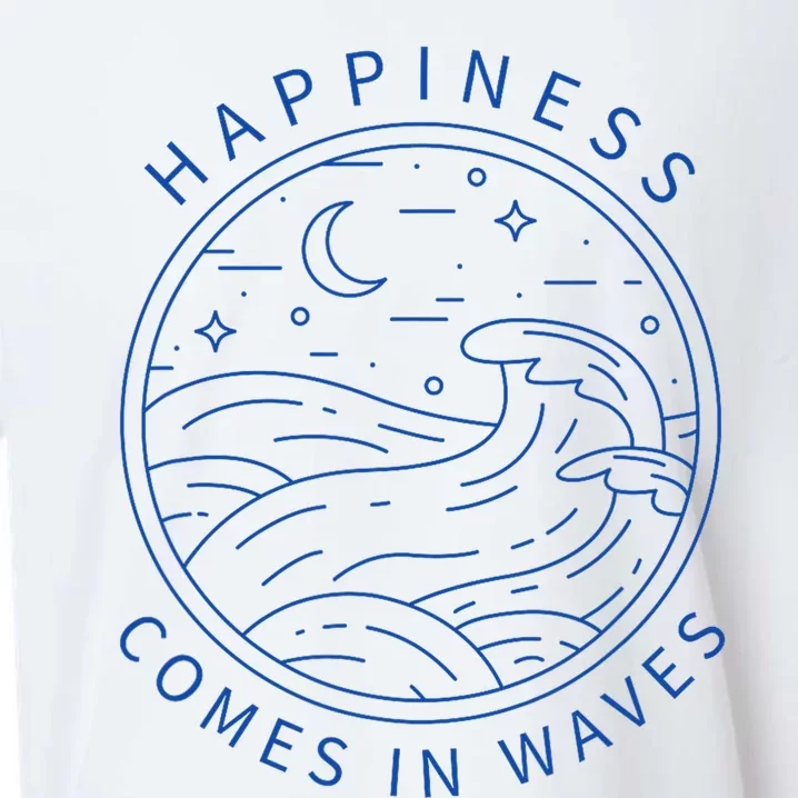 Happiness Comes In Waves Wave Surfer Surf Ocean Beach Lover Sueded Cloud Jersey T-Shirt