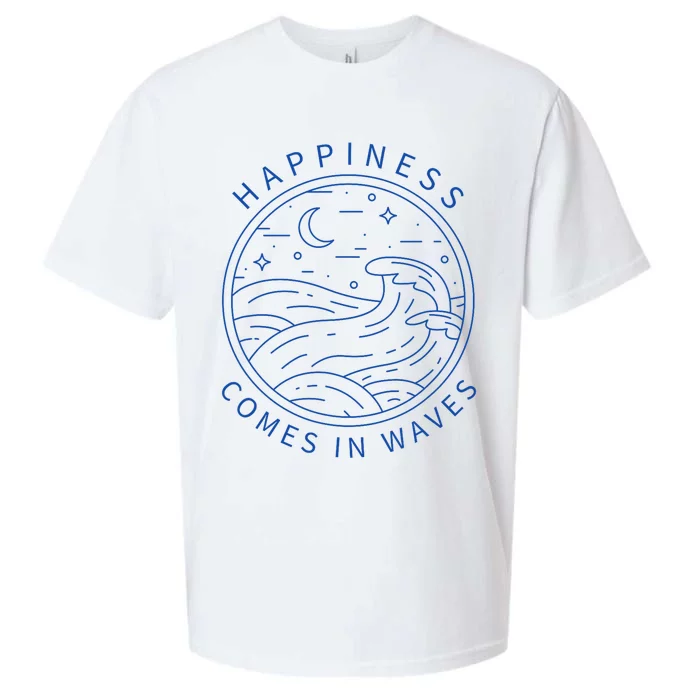 Happiness Comes In Waves Wave Surfer Surf Ocean Beach Lover Sueded Cloud Jersey T-Shirt