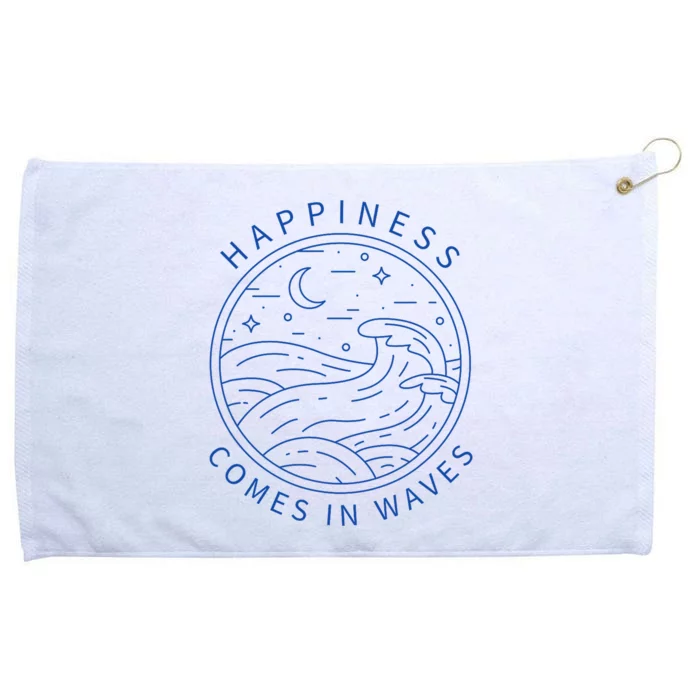 Happiness Comes In Waves Wave Surfer Surf Ocean Beach Lover Grommeted Golf Towel