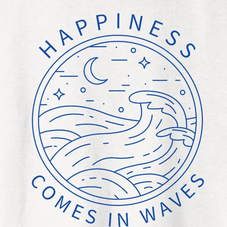 Happiness Comes In Waves Wave Surfer Surf Ocean Beach Lover Women's Crop Top Tee