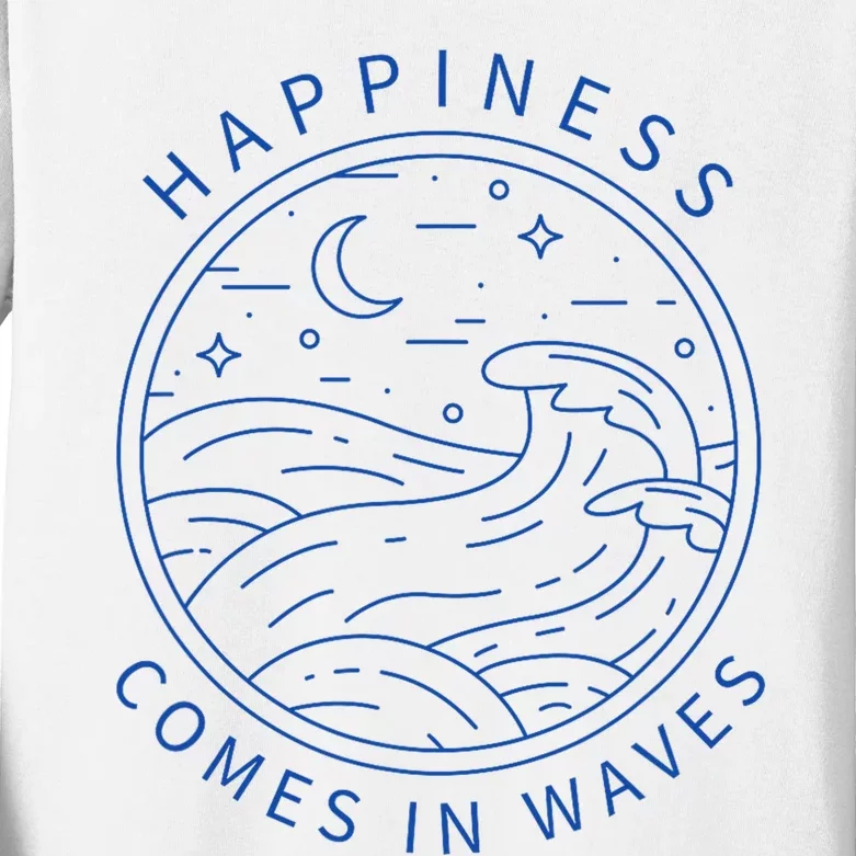 Happiness Comes In Waves Wave Surfer Surf Ocean Beach Lover Kids Long Sleeve Shirt