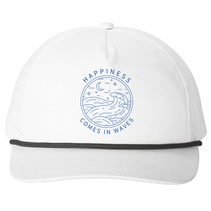 Happiness Comes In Waves Wave Surfer Surf Ocean Beach Lover Snapback Five-Panel Rope Hat