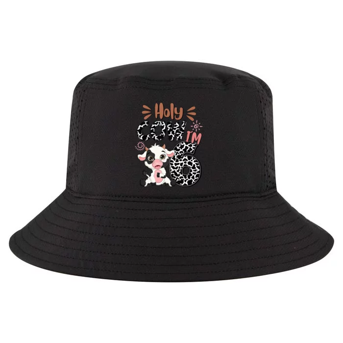 Holy Cow I'm 6 Birthday 6th Cow Farm Animals Bday Cool Comfort Performance Bucket Hat