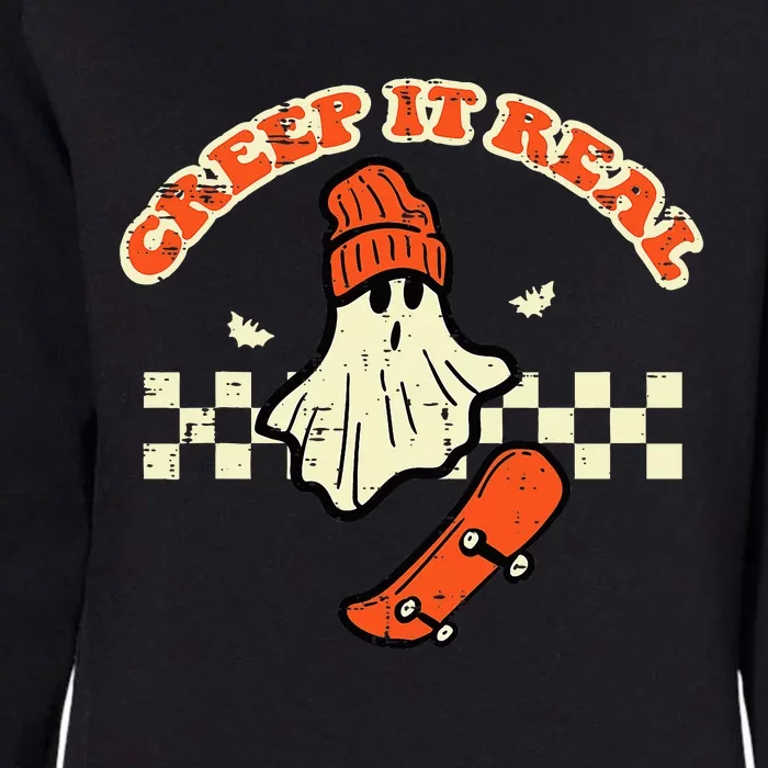 Halloween Creep It Real Ghost Skater Costume Womens California Wash Sweatshirt