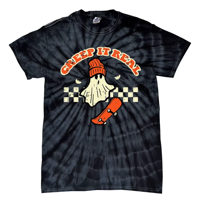 Halloween Creep It Real Ghost Skater Costume Tie-Dye T-Shirt